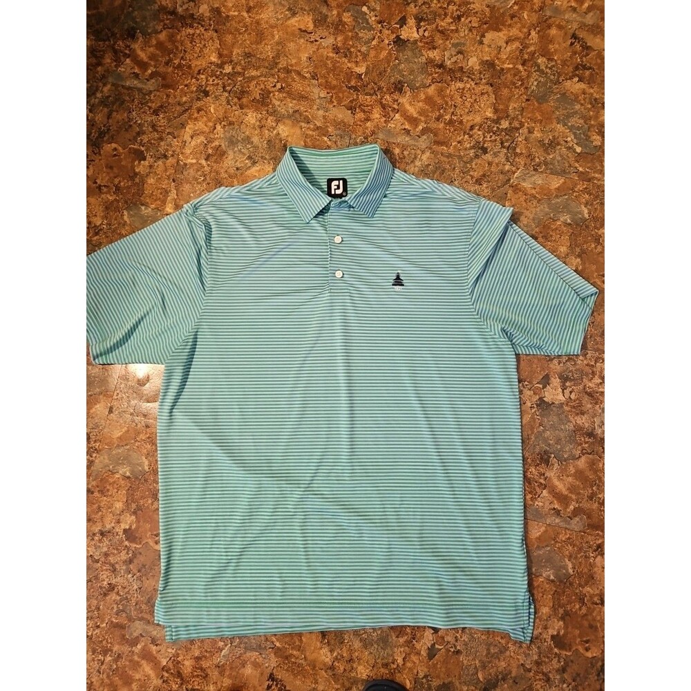 FootJoy Men‎ Green Striped Golf Performance Short Sleeve Collared XL (A81)